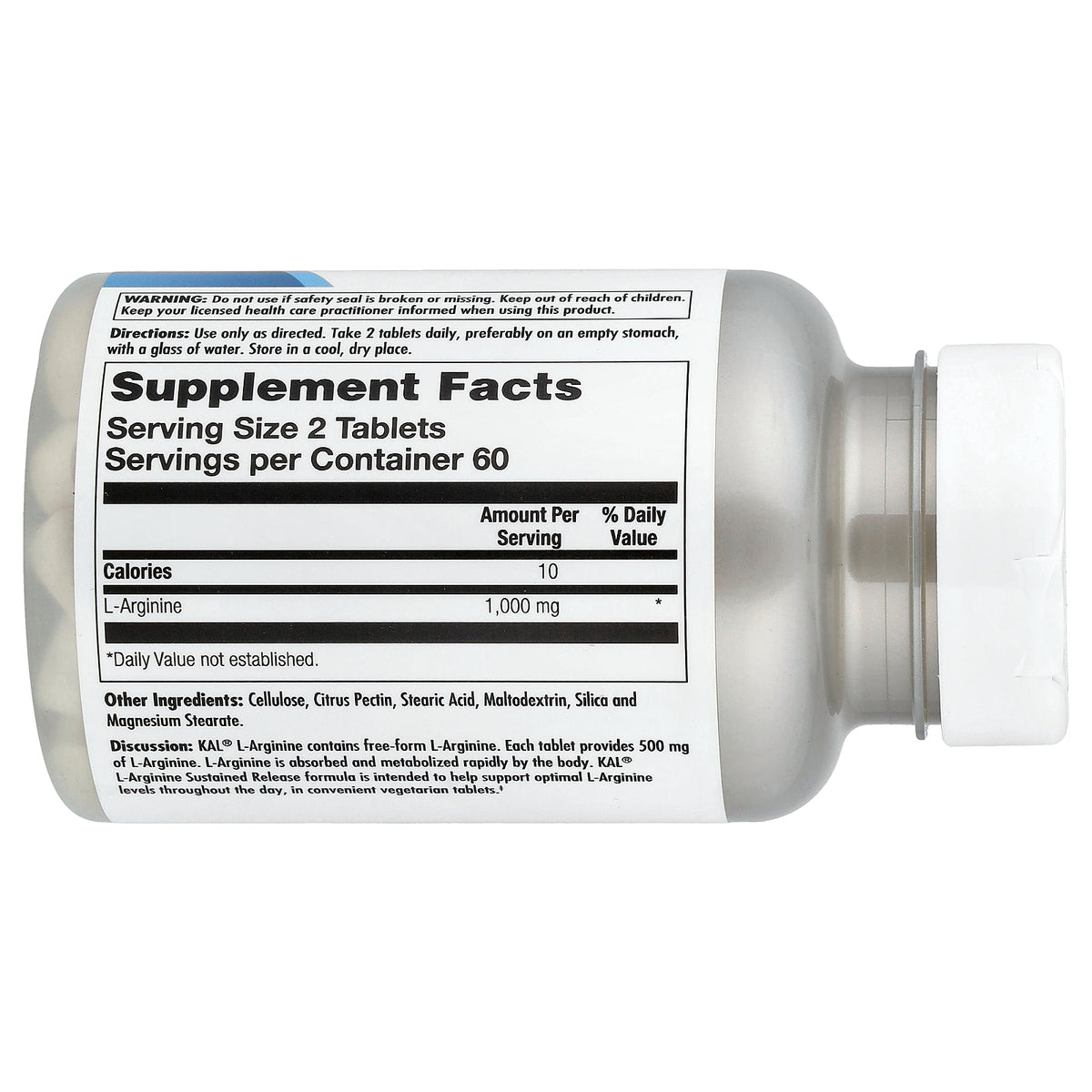 KAL, L-Arginine, 120 Tablets (500 mg per Tablet)