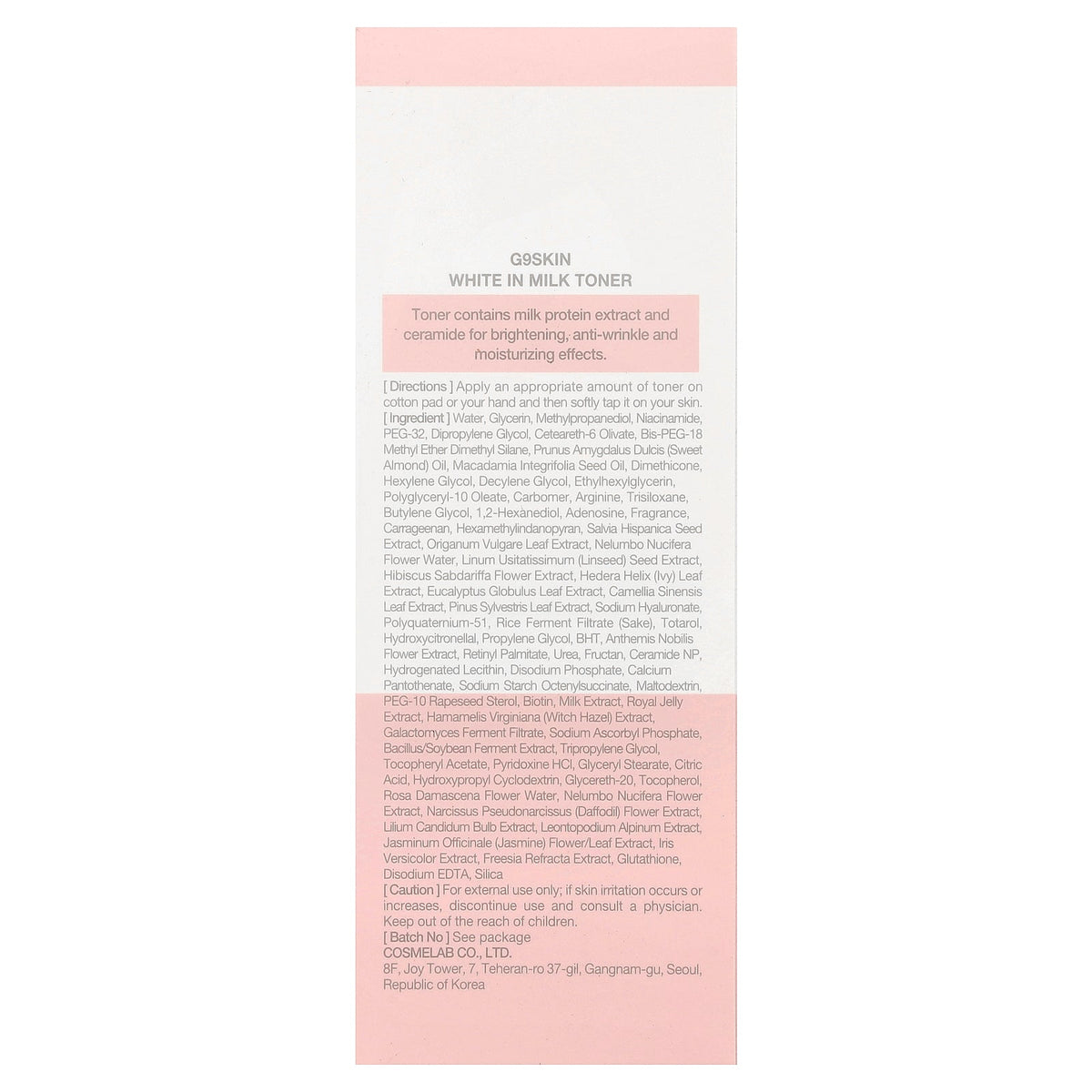 G9skin, White In Milk Toner, 10.14 fl oz (300 ml)