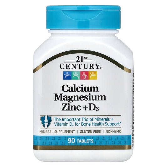 21st Century, Calcium Magnesium Zinc + D3, 90 Tablets