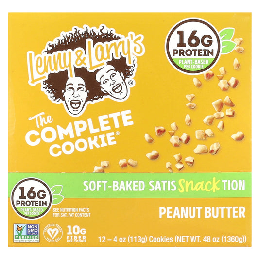 Lenny & Larry's, The Complete Cookie®, Peanut Butter, 12 Cookies, 4 oz (113 g) Each