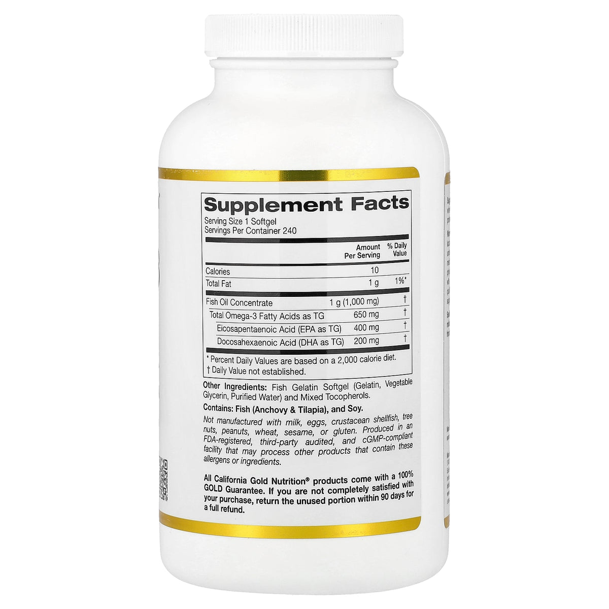 California Gold Nutrition, Omega-3 Fish Oil, Vivomega Triglyceride, 1,000 mg, 240 Fish Softgels