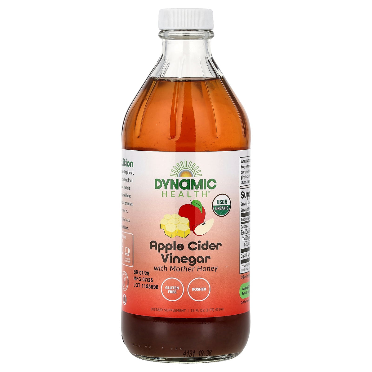 Dynamic Health, Apple Cider Vinegar with Mother Honey, 16 fl oz (473 ml)
