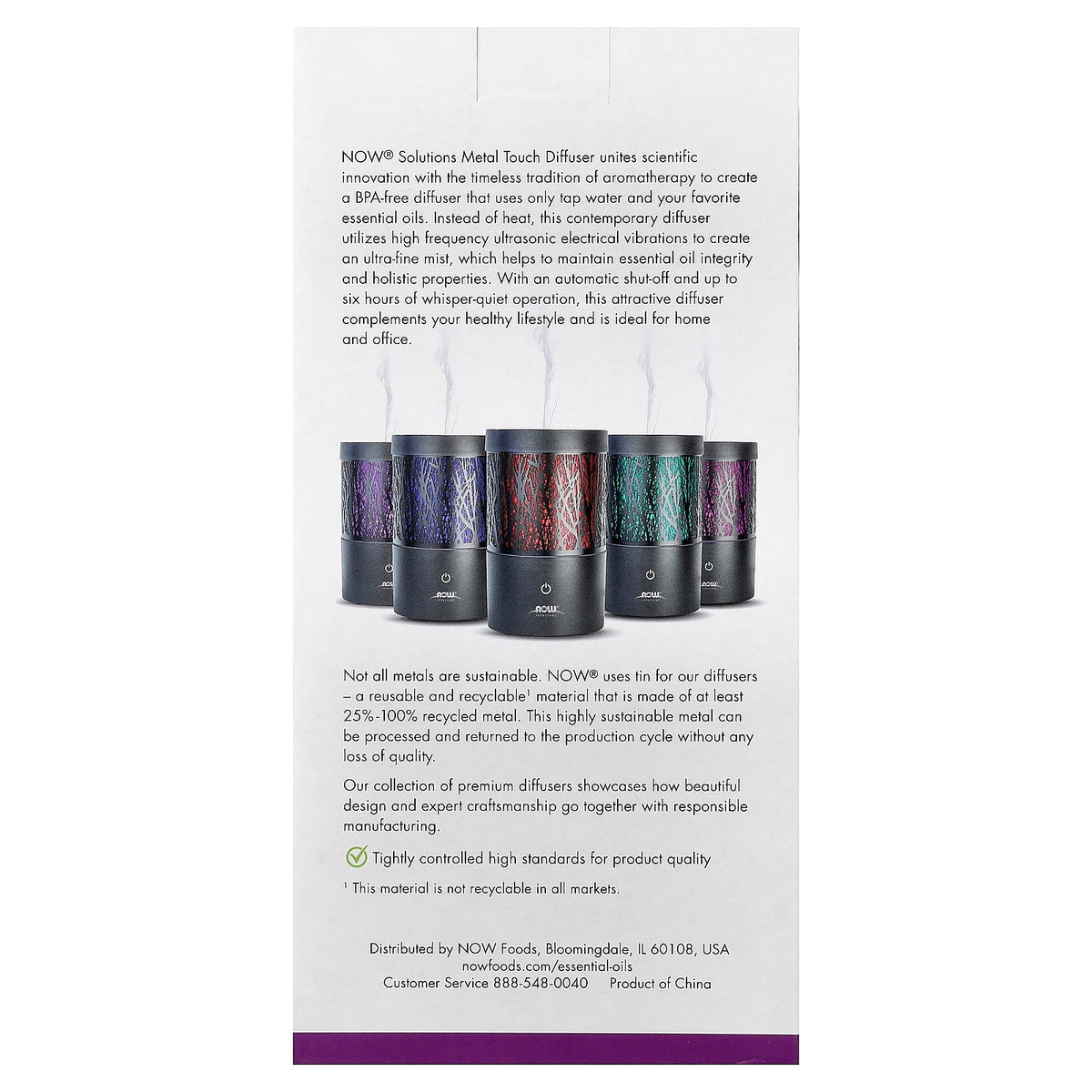 NOW Foods, Solutions, Metal Touch Diffuser, Black, 1 Diffuser