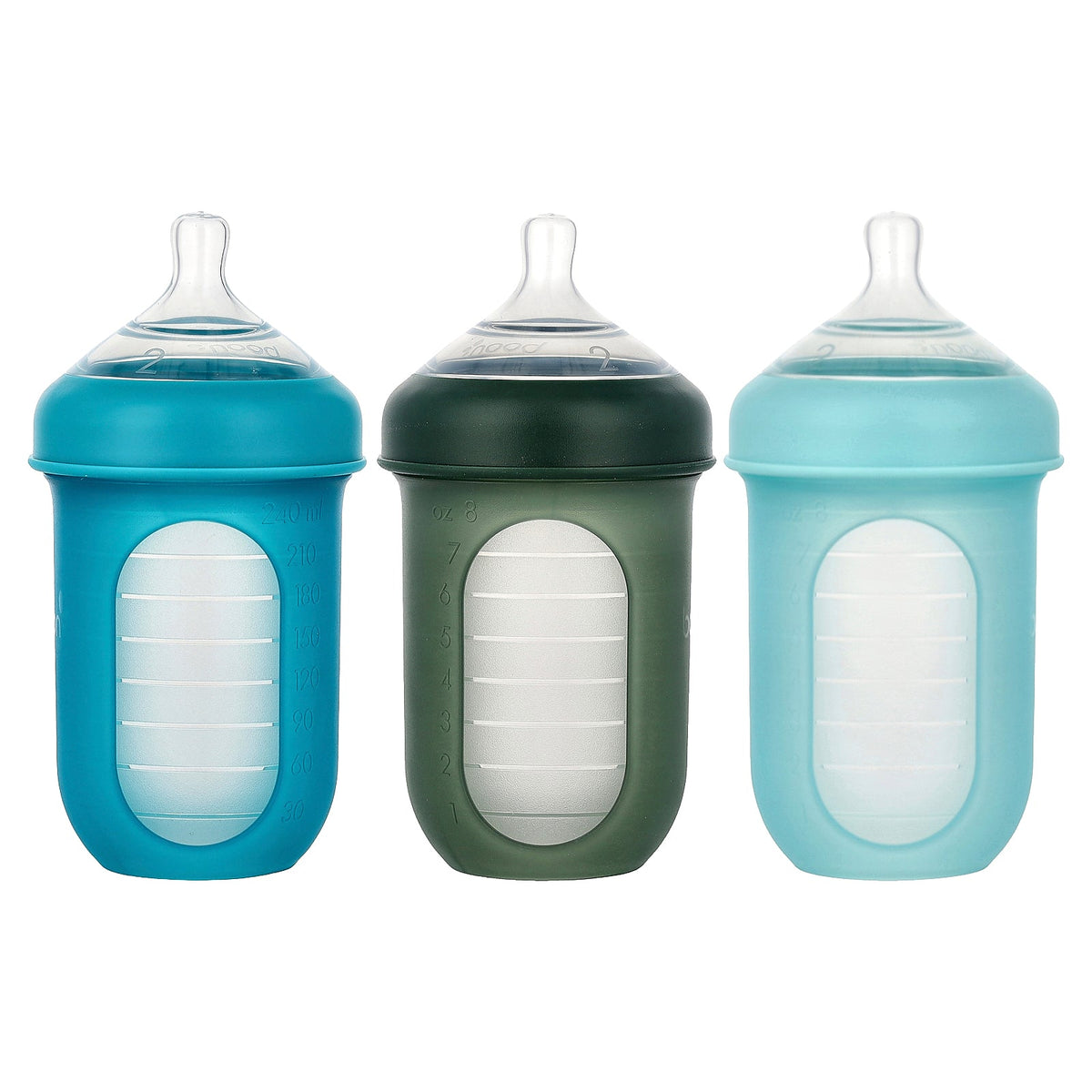 Boon, Nursh®, Silicone Pouch Bottle, 3m+, Medium, 3 Bottles, 8 oz (236 ml) Each