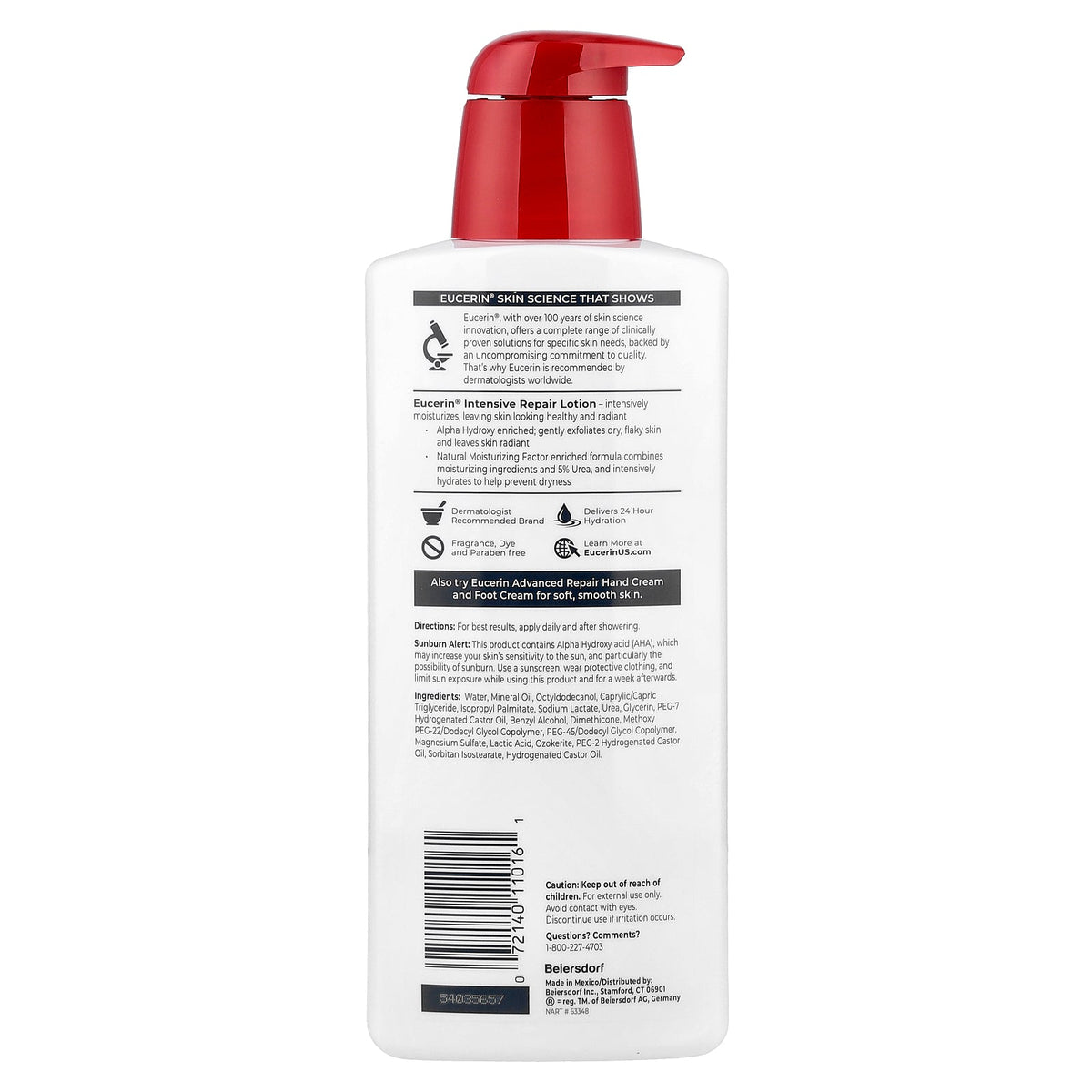 Eucerin, Intensive Repair Lotion, Fragrance Free, 16.9 fl oz (500 ml)
