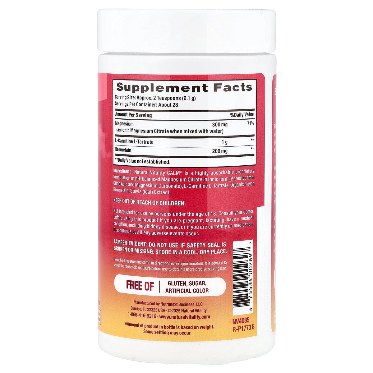 Natural Vitality, CALM®, Specifics Muscles, Magnesium Citrate Drink Mix, Watermelon, 6 oz (170 g)