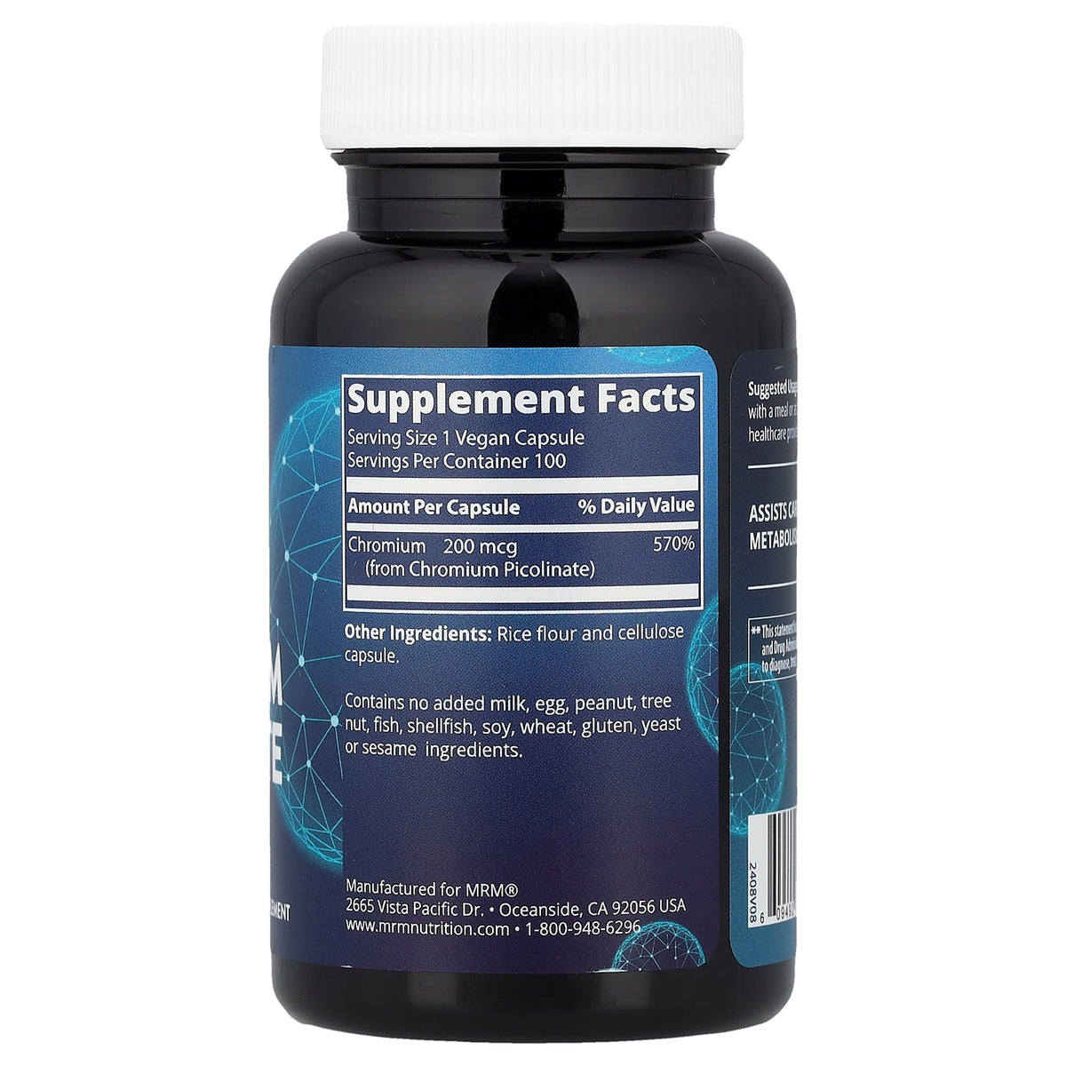 MRM Nutrition, Chromium Picolinate, 100 Vegan Capsules (200 mcg per Capsule)