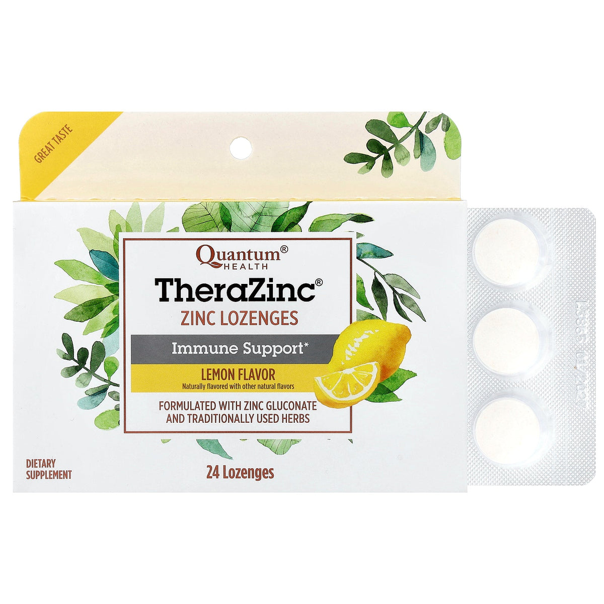 Quantum Health, TheraZinc®, Zinc Lozenges, Lemon, 24 Lozenges