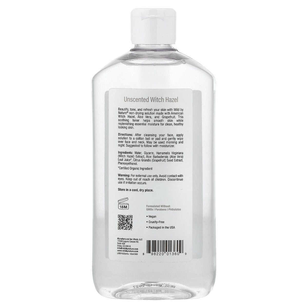 Mild By Nature, Witch Hazel, Alcohol-Free, Unscented, 12 fl oz (355 ml)