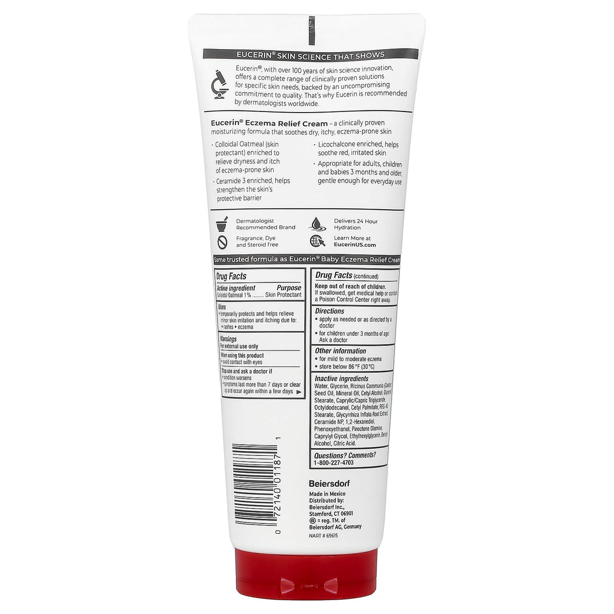 Eucerin, Eczema Relief Cream, Fragrance Free, 8 oz (226 g)