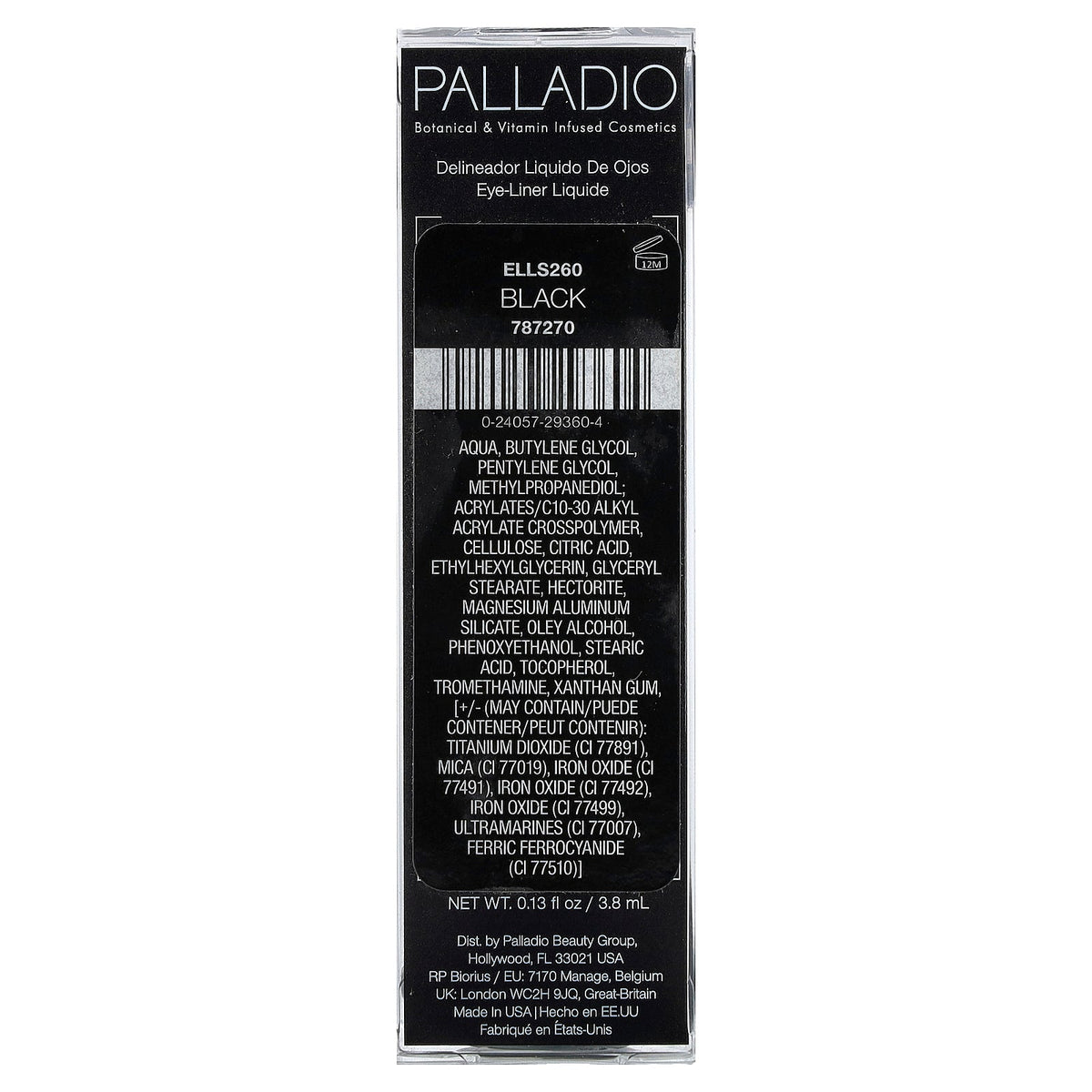 Palladio, Liquid Eyeliner, Black ELLS260, 0.13 fl oz (3.8 ml)