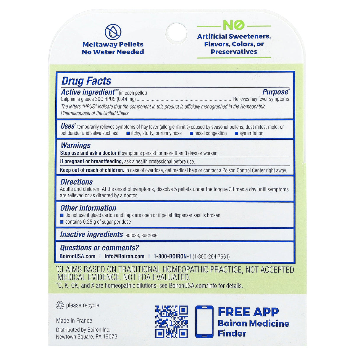 Boiron, Galphimia Meltaway Pellets, 3 Tubes, 80 Pellets Each