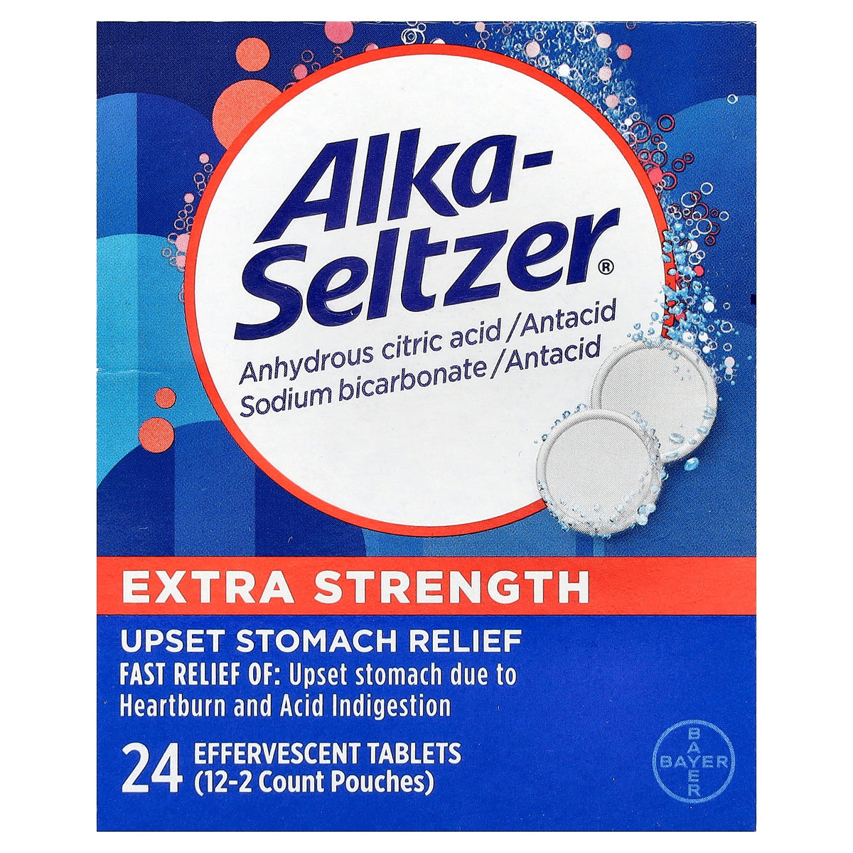 Alka-Seltzer, Upset Stomach Relief, 24 Effervescent Tablets