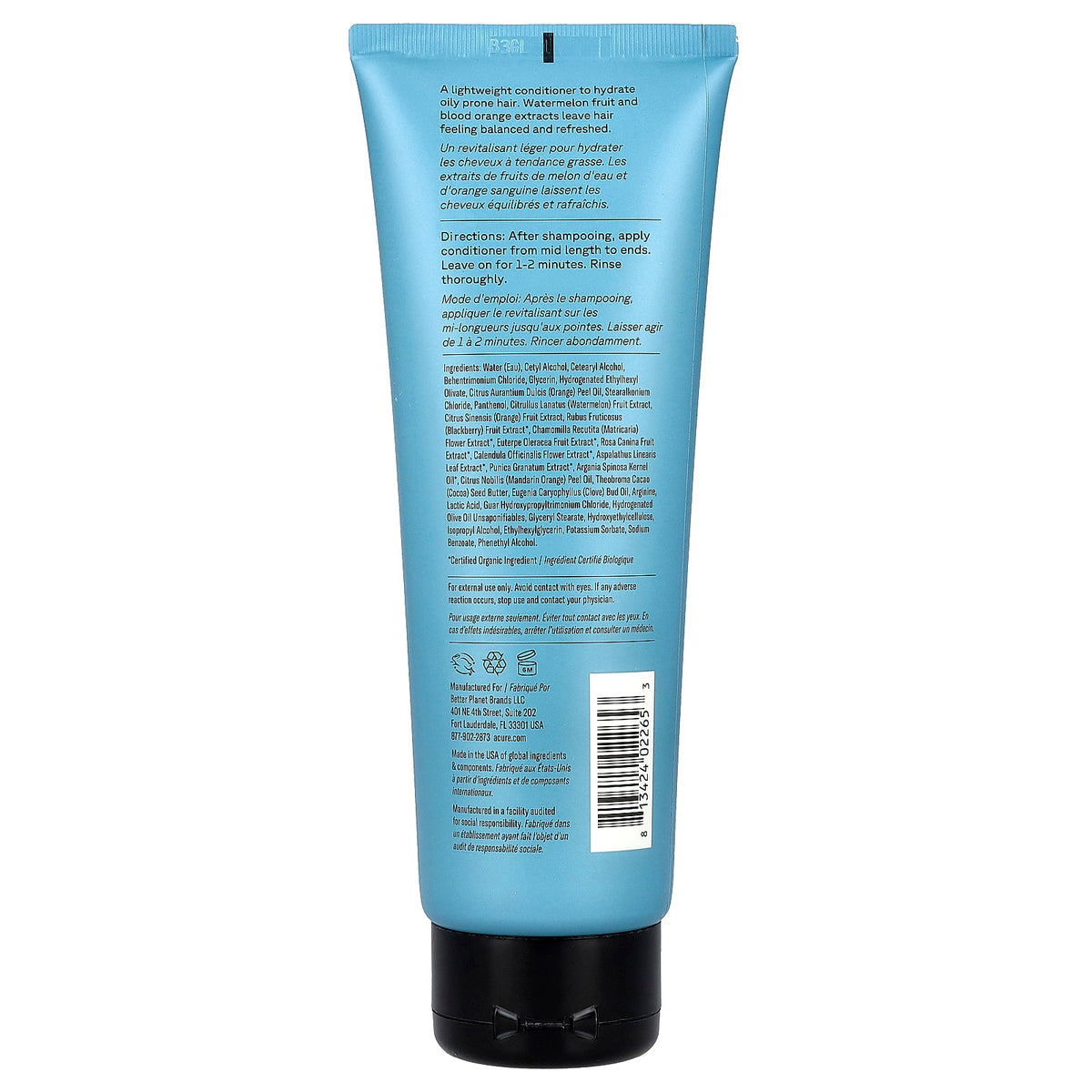 ACURE, Daily Workout Conditioner, For Deep-Cleaning, Watermelon Fruit and Blood Orange, 8 fl oz (236 ml)