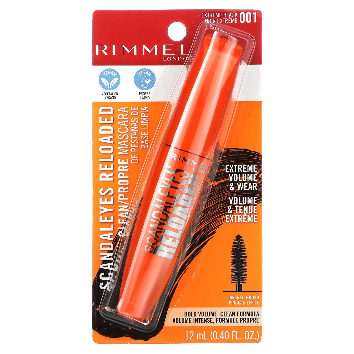 Rimmel London, Scandal'Eyes, Reloaded Mascara, 001 Extreme Black, 0.40 fl oz (12 ml)