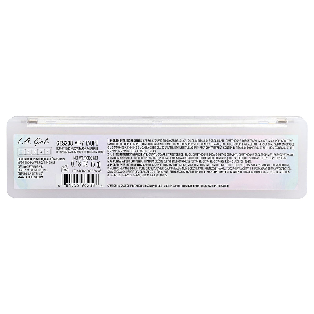 L.A. Girl, On Cloud Nine, Bouncy Eyeshadow, GES238 Airy Taupe, 0.18 oz (5 g)