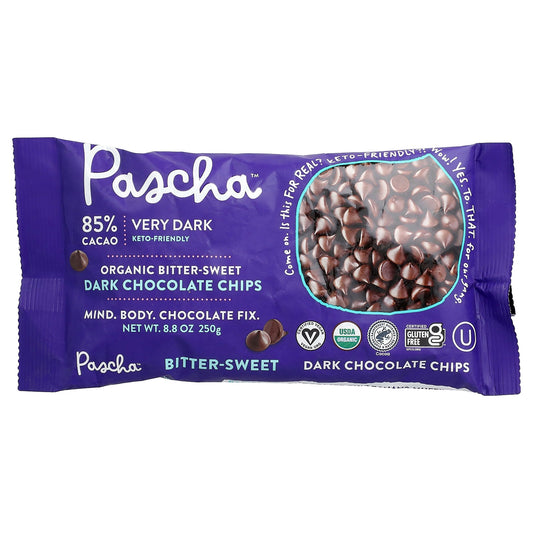 Pascha, Organic Dark Chocolate Chips, Bitter-Sweet, 85% Cacao, 8.8 oz (250 g)