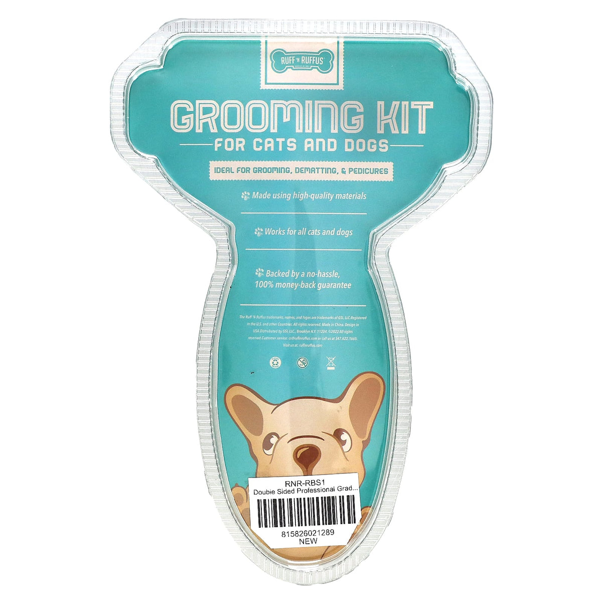 Ruff 'N Ruffus, Grooming Kit for Cats and Dogs, Gel Rake & Nail Clipper, Agua, 1 Gel Rake 1 Nail Clipper