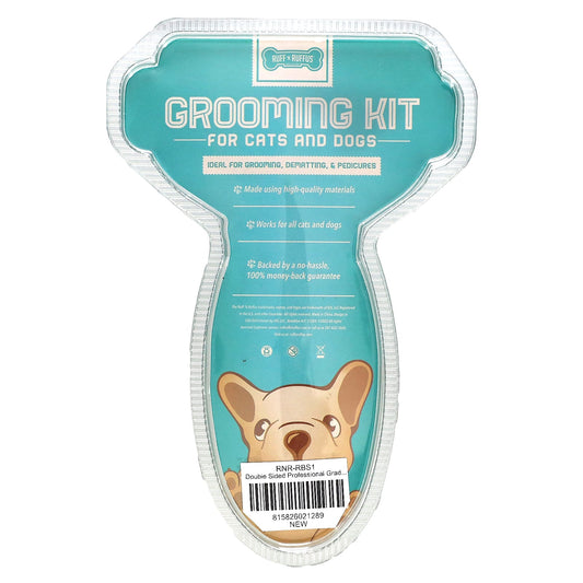 Ruff 'N Ruffus, Grooming Kit for Cats and Dogs, Gel Rake & Nail Clipper, Agua, 1 Gel Rake 1 Nail Clipper