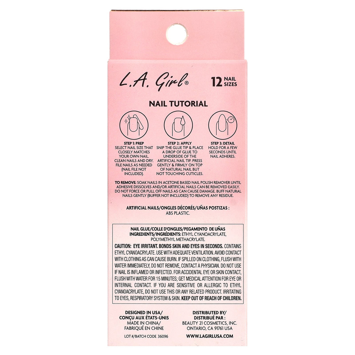 L.A. Girl, Oh So Shiny Artificial Nails, Gel Shine Nail Tips, GNT152 Wildest Dream, 25 Piece Kit