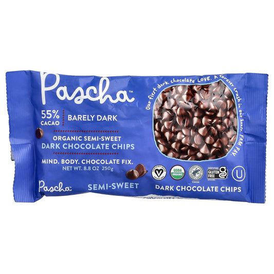 Pascha, Organic Dark Chocolate Chips, Semi-Sweet, 55% Cacao, 8.8 oz (250 g)