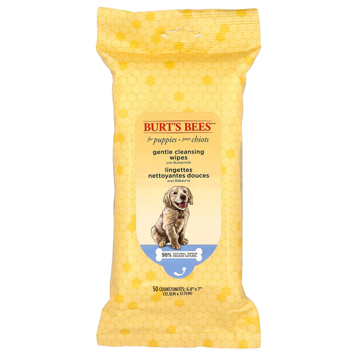 Burt's Bees, Gentle Cleansing Wipes with Buttermilk, For Puppies, 50 Count