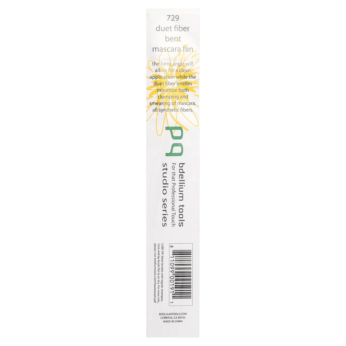 Bdellium Tools, Studio Series, Duet Fiber Bent Mascara Fan Brush, Eyes 729, 1 Brush