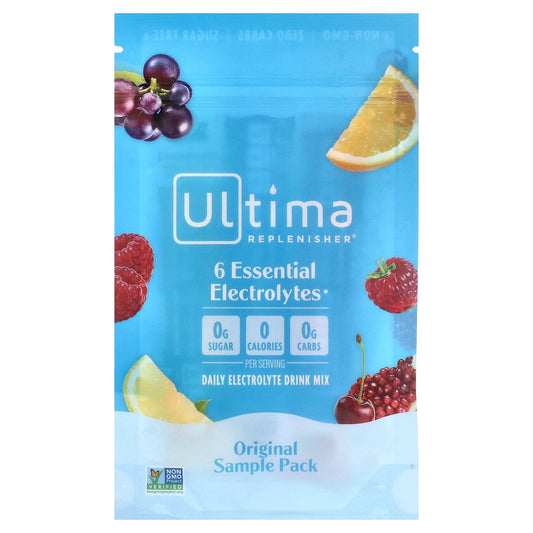 Ultima Replenisher, 6 Essential Electrolytes, Daily Electrolyte Drink Mix, Original Sample Pack, 3 Stickpacks