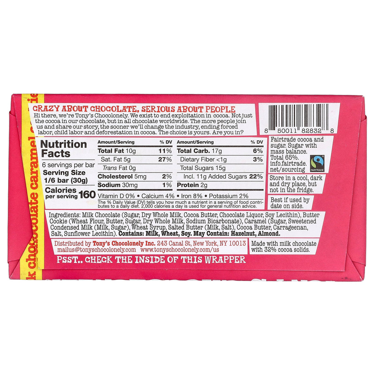 Tony's Chocolonely, Milk Chocolate Bar with Caramel and Butter Cookie, 6.35 oz (180 g)