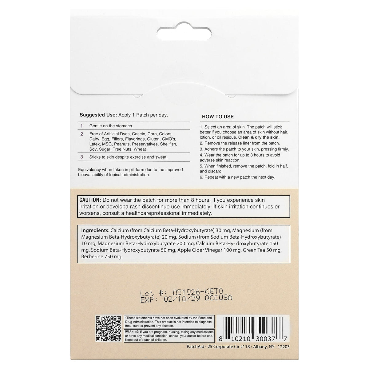 PatchAid, Keto BHB Plus Patch, 30 Patches