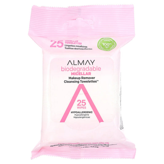 Almay, Makeup Remover Cleansing Towelettes, With Micellar , 25 Wipes