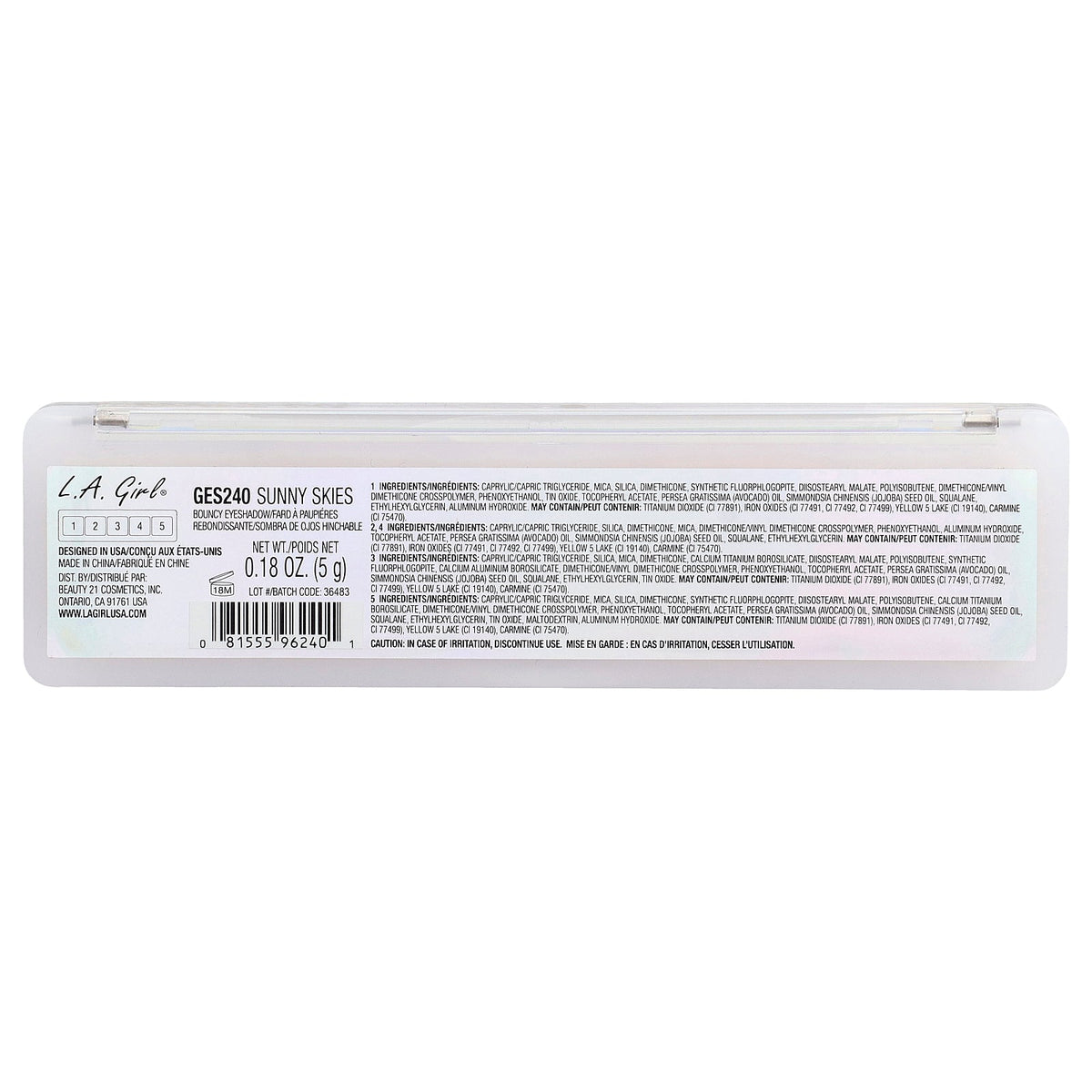 L.A. Girl, On Cloud Nine, Bouncy Eyeshadow, GES240 Sunny Skies, 0.18 oz (5 g)