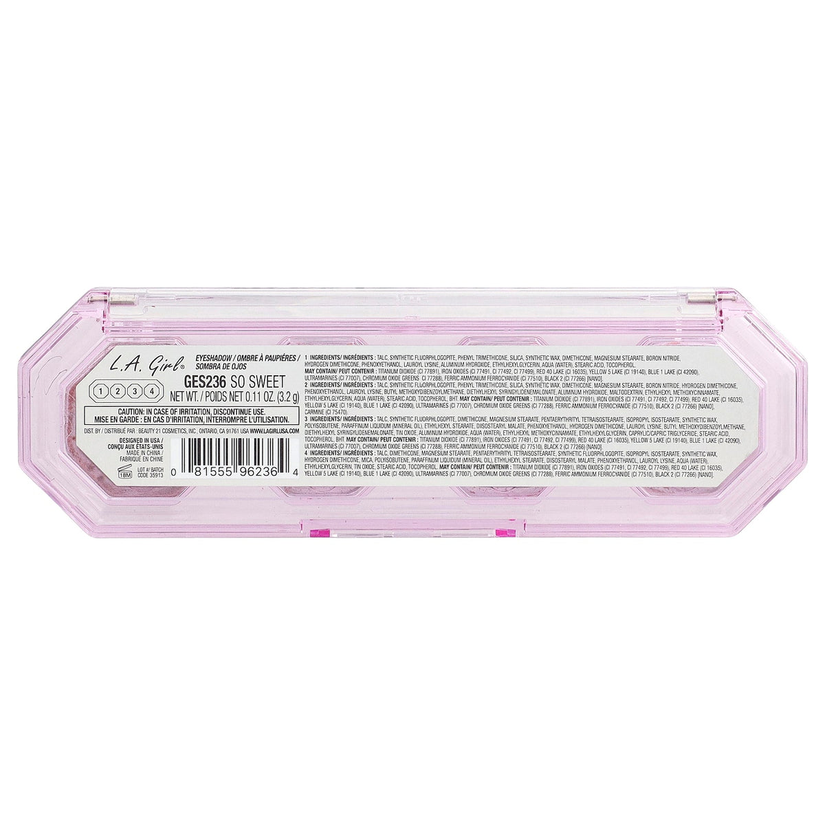 L.A. Girl, 4 Play Eyeshadow Palette, GES236 So Sweet, 0.11 oz (3.2 g)