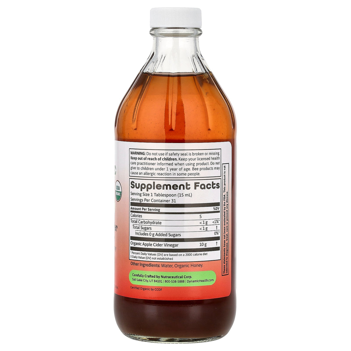 Dynamic Health, Apple Cider Vinegar with Mother Honey, 16 fl oz (473 ml)