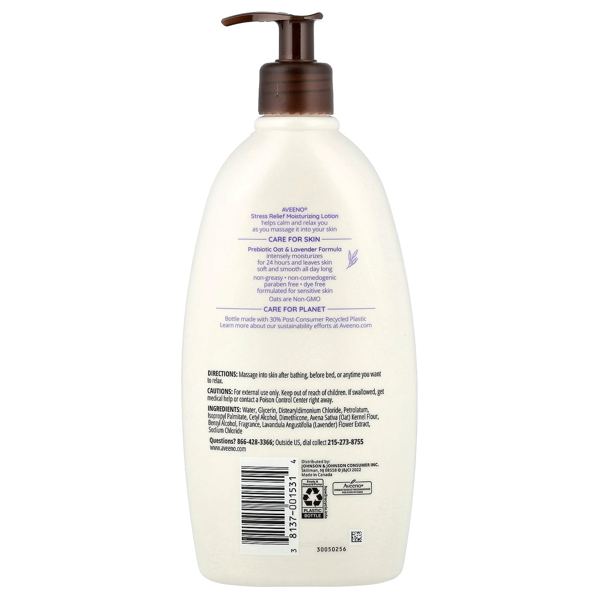 Aveeno, Stress Relief Moisturizing Lotion, Lavender, 18 fl oz (532 ml)