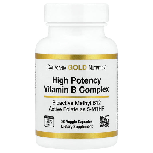 California Gold Nutrition, High Potency Vitamin B Complex with Methyl Folate & Methyl B12, 30 Veggie Capsules
