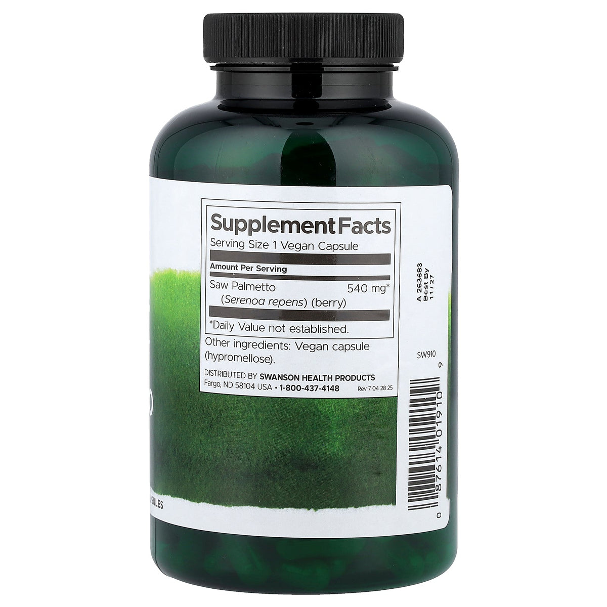 Swanson Vitamins, Full Spectrum® Saw Palmetto, 540 mg, 250 Vegan Capsules