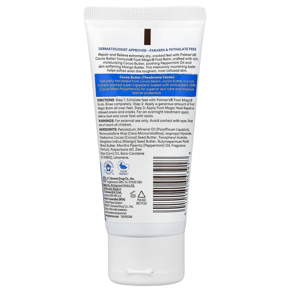 Palmer's, Cocoa Butter Formula® with Vitamin E, Foot Magic®, Moisturizing Foot Balm, 2.1 oz (60 g)