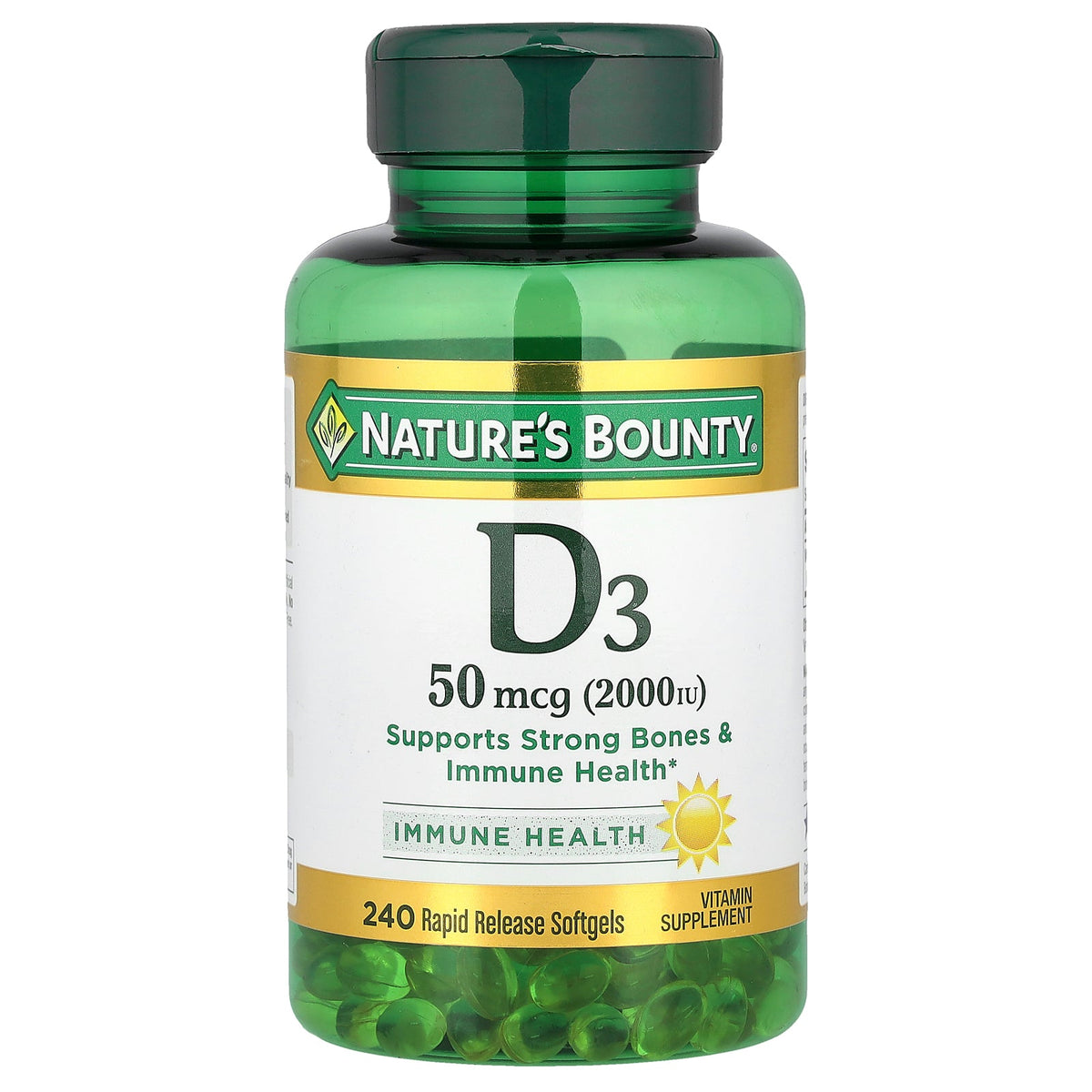 Nature's Bounty, D3, 50 mcg (2,000 IU), 240 Rapid Release Softgels