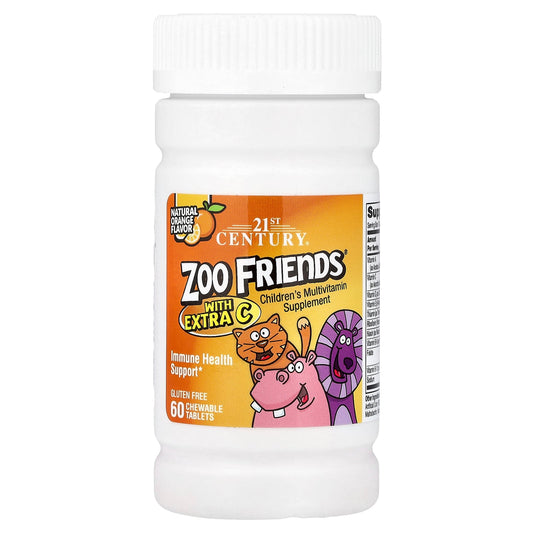 21st Century, Zoo Friends® with Extra C, Natural Orange, 60 Chewable Tablets