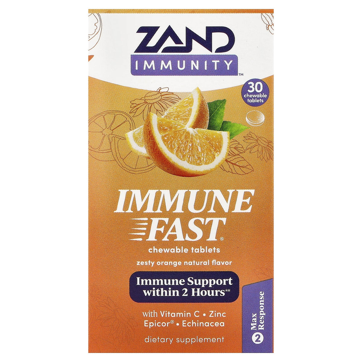 Zand, Immune Fast®, Zesty Orange, 30 Chewable Tablets