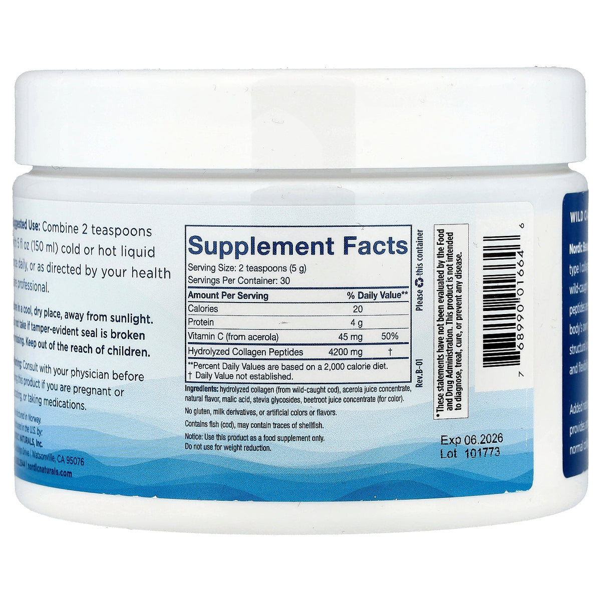 Nordic Naturals, Nordic Beauty, Marine Collagen with Vitamin C, Strawberry, 5.3 oz (150 g)