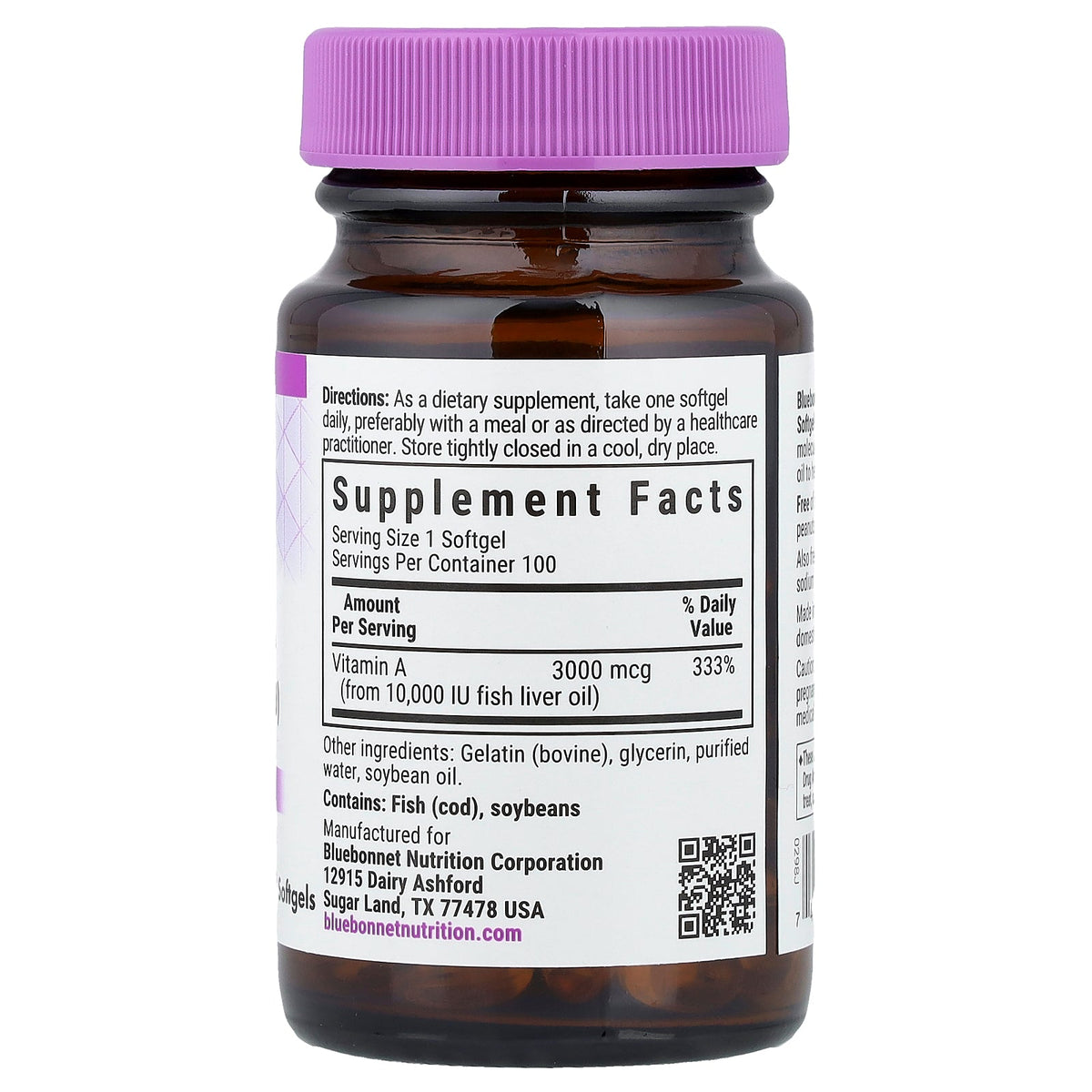Bluebonnet Nutrition, Vitamin A, 3,000 mcg (10,000 IU), 100 Softgels