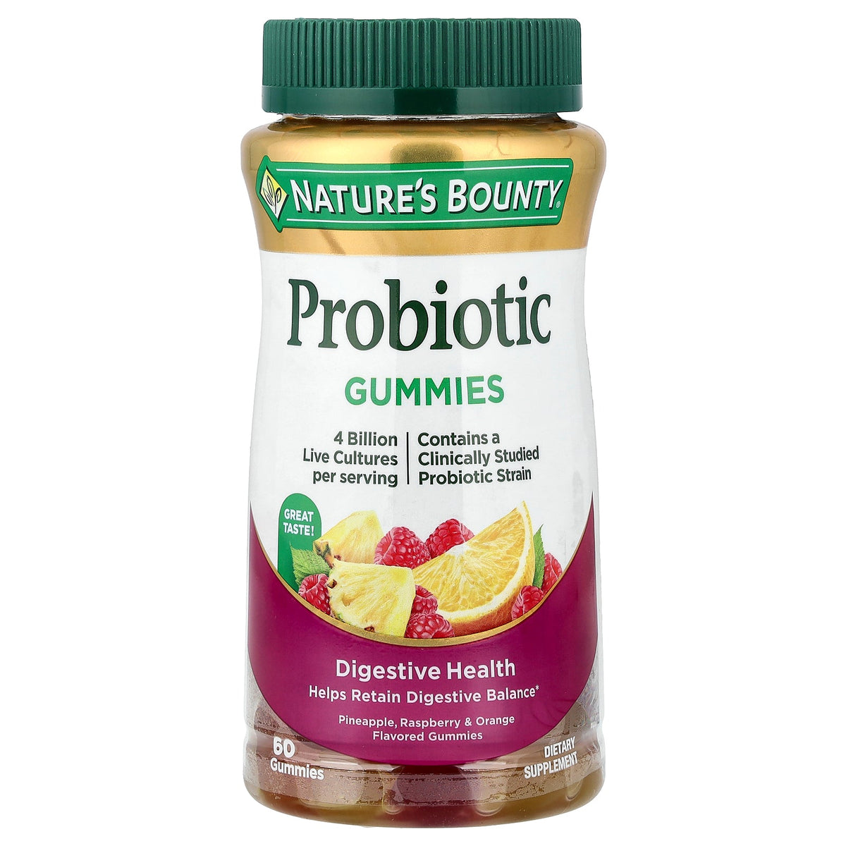 Nature's Bounty, Probiotic Gummies, Pineapple, Raspberry & Orange, 60 Gummies