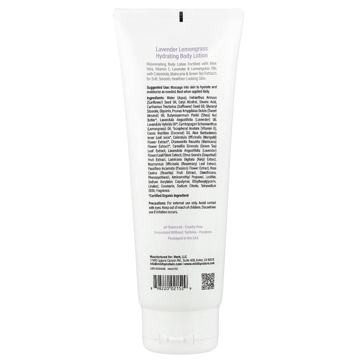 Mild By Nature, Hydrating Body Lotion, Lavender Lemongrass, 8 fl oz (236 ml)