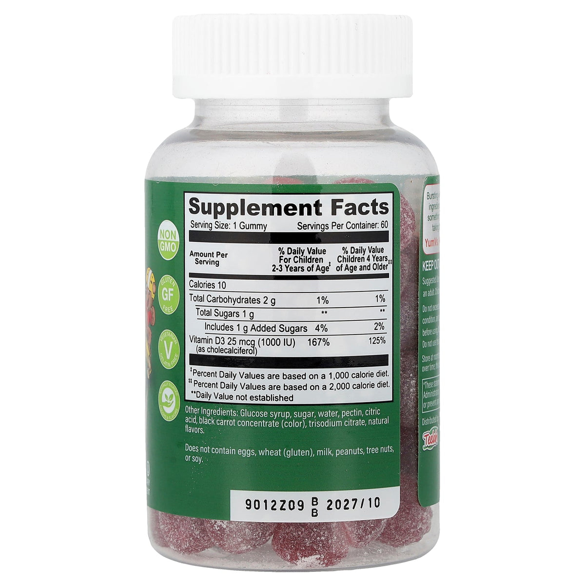 YumVs, Vitamin D3 Gummies, Strawberry, 25 mcg (1,000 IU), 60 Gummies