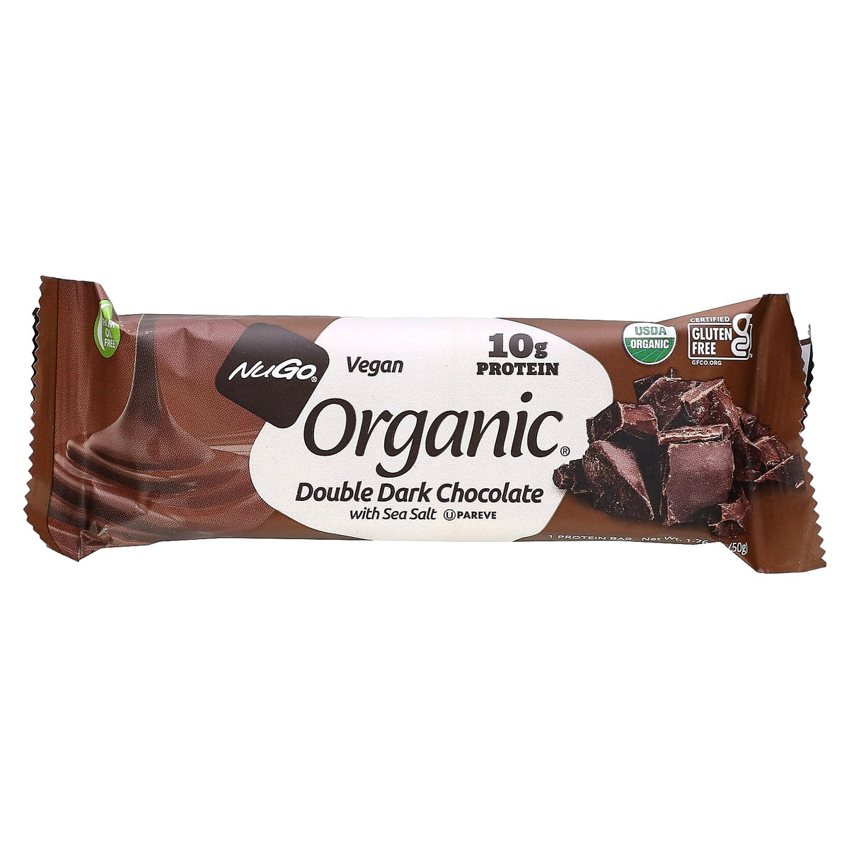 NuGo Nutrition, Organic® Protein Bars, Double Dark Chocolate with Sea Salt, 12 Bars, 1.76 oz (50 g) Each