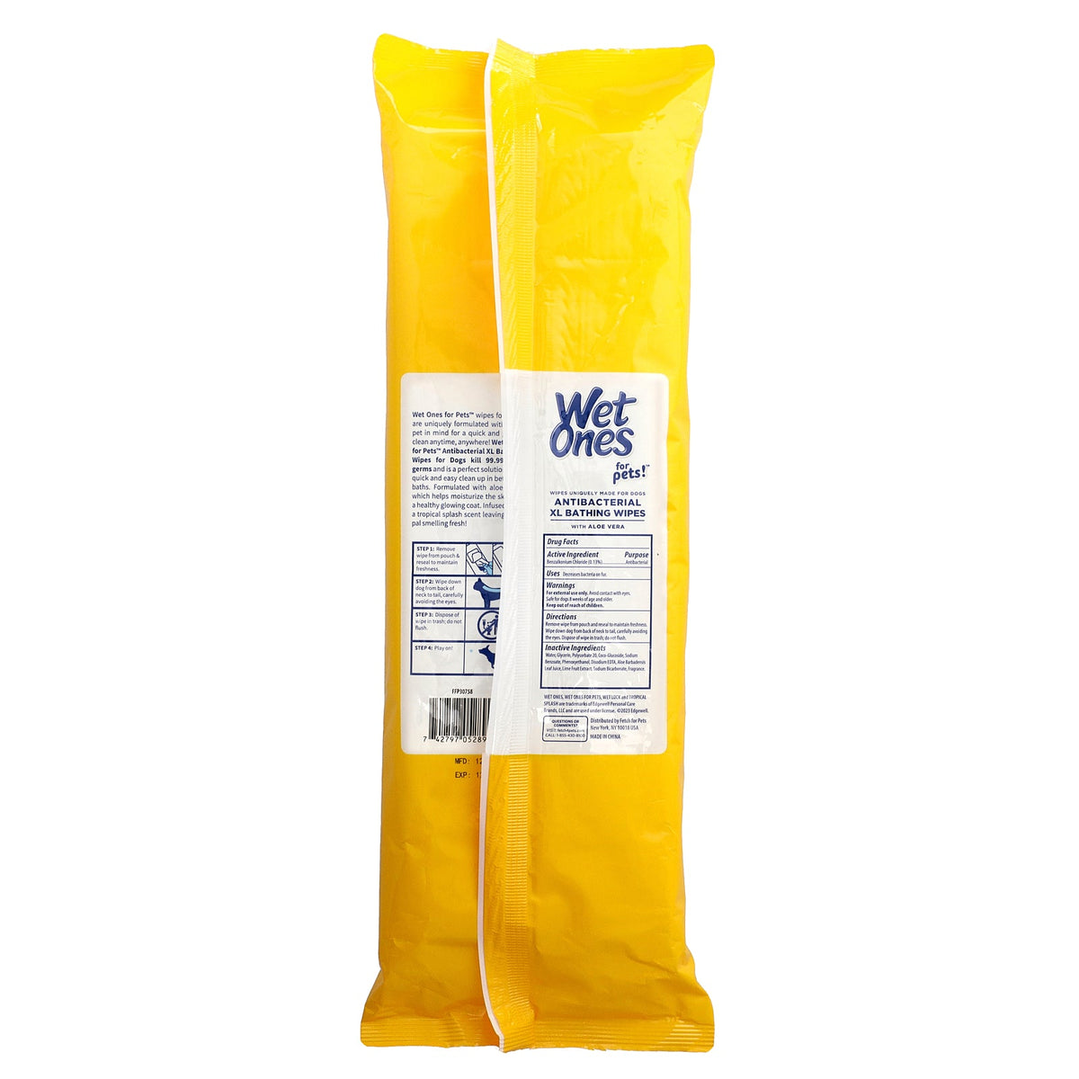 Wet Ones, Antibacterial Bathing Wipes, For Dogs, XL, Tropical Splash, 10 Wipes