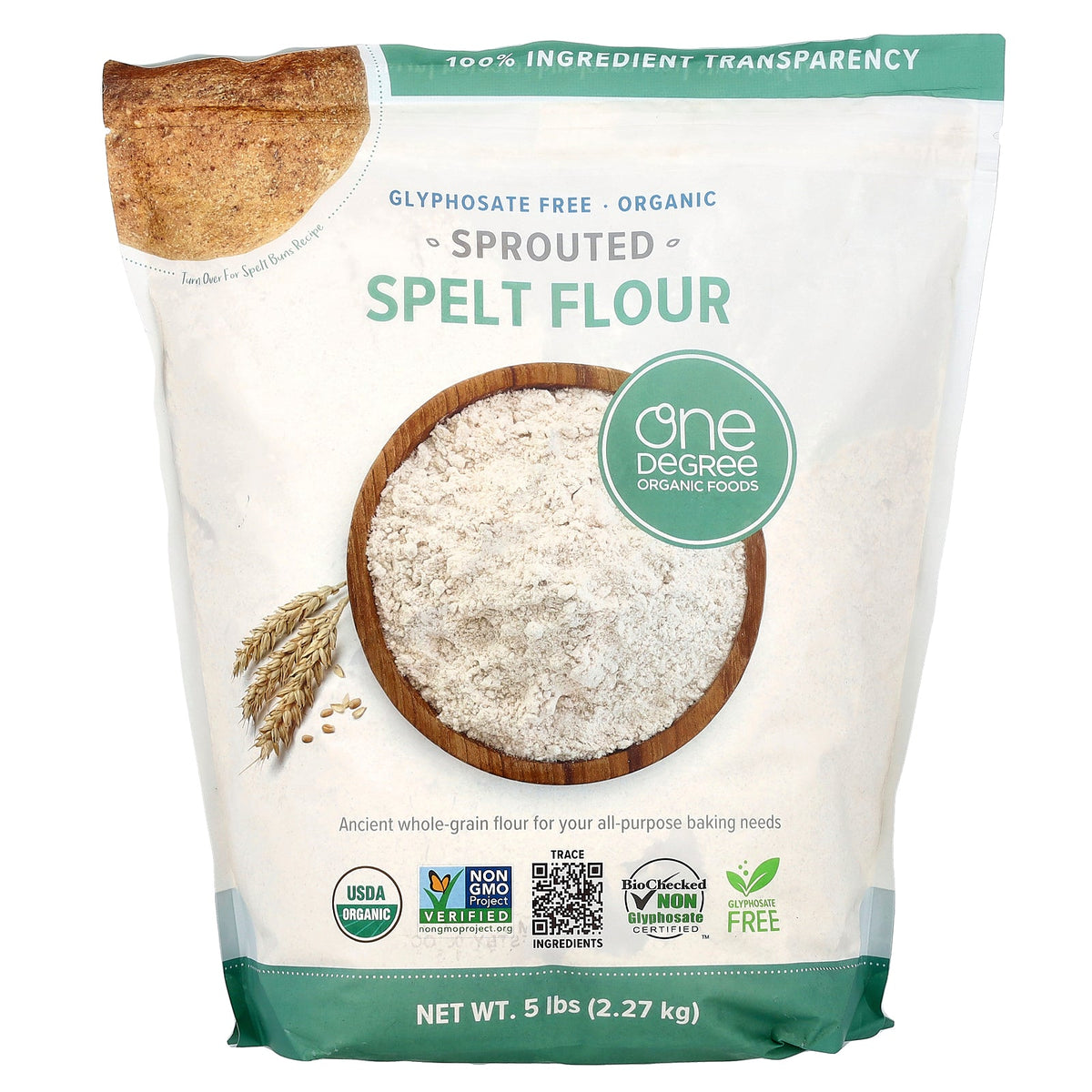 One Degree Organic Foods, Sprouted Spelt Flour, 5 lbs (2.27 kg)