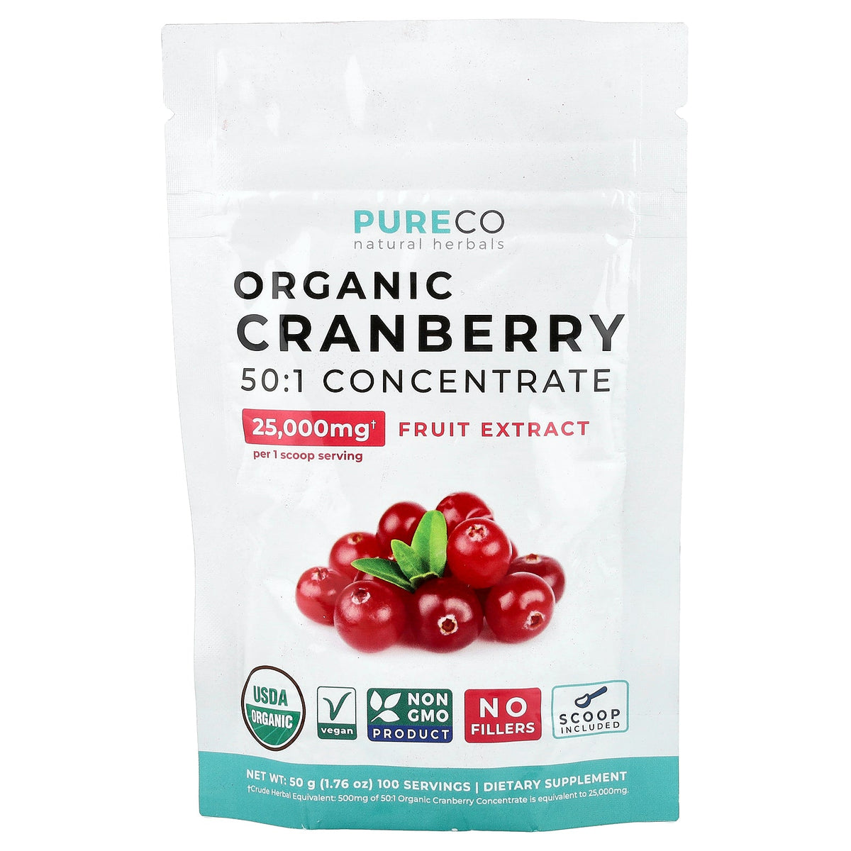 Pure Co., Organic Cranberry Powder, 1.76 oz (50 g)